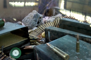 There was one room dedicated to weapons taken from Israeli soldiers during the conflict.