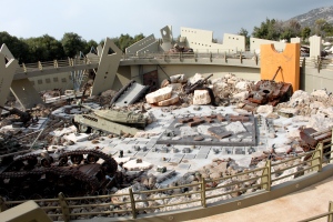 Art installation reconstructing the destruction of Israeli tanks. 